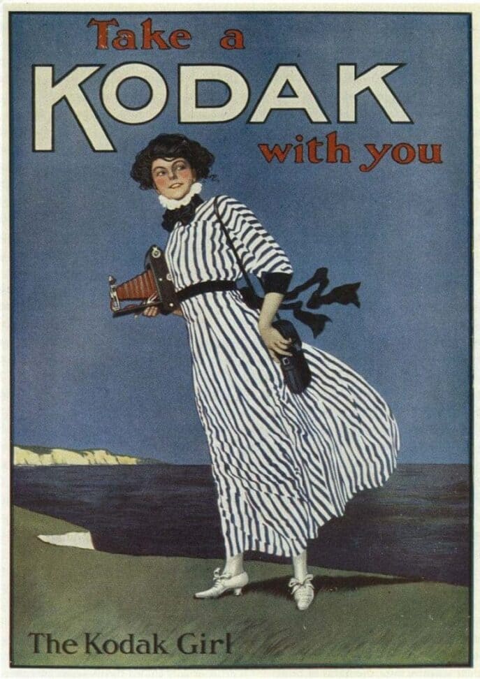Affiche intitulée the kodak girl avec en slogan take a kodak with you